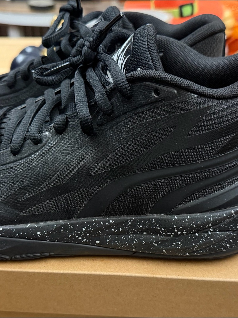 Puma Men's Black Athletic Sneakers with Speckled Midsole